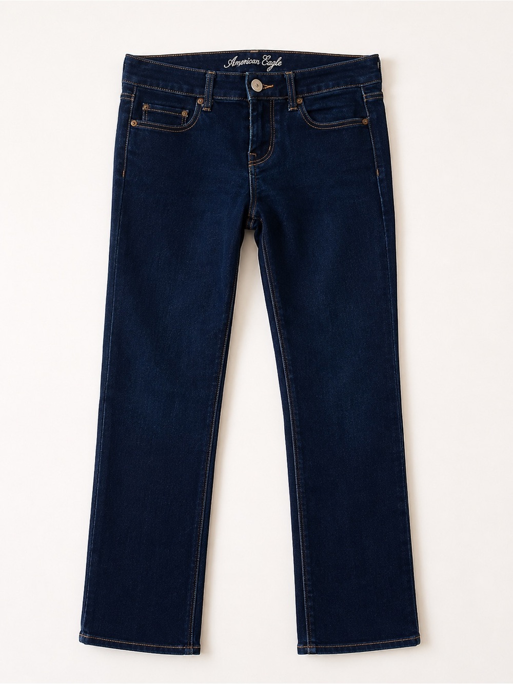 NWOT New AEO Amer Eagle Outfitters Blue Denim Straight Jeans Size 4 Short